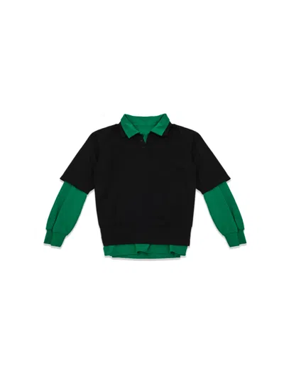 Lii Double-layered Polo In Black