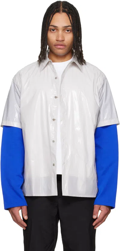 Lii Gray Gloss Short-sleeve Shirt In White
