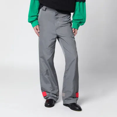 Lii Grey/red Trousers In Fabric With Glossy Finish In Animal Print