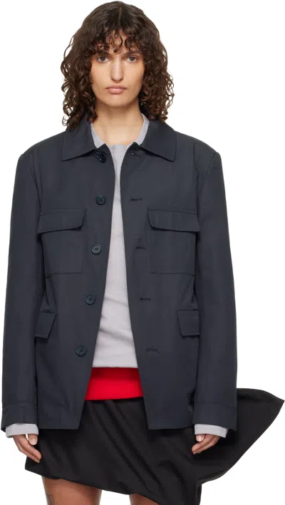 Lii Navy Military Jacket In Blue