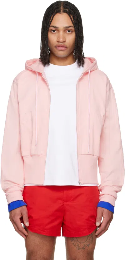 Lii Pink Wide Band Zip-up Hoodie In Neutral