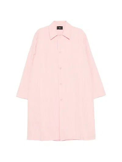 Lii Striped Seersucker Coat In Pink