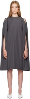 Lii Studio Ssense Exclusive Gray Open Sleeve Midi Dress In Dark Grey
