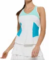 Lija Elite Try Hard Tank In White/tropical Blue In Multi