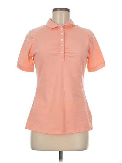 Pre-owned Lija Short Sleeve Top Orange Collared Neckline Tops