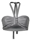 Lika Buttoned Halterneck Top In Gray