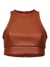 Lika Faux-leather Top In Brown