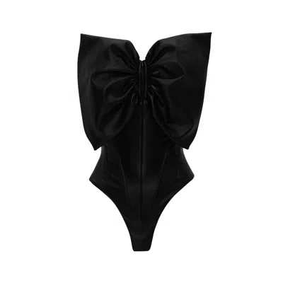 Lika Women's Black Corset Bodysuit With A Bow