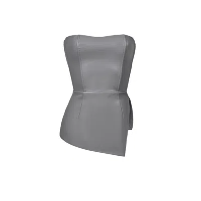 Lika Lace-up Asymmetrical Corset Top In Gray
