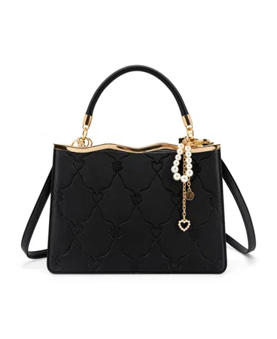 Like Dreams Amara Embossed Small Top Handle Crossbody Handbag In Black