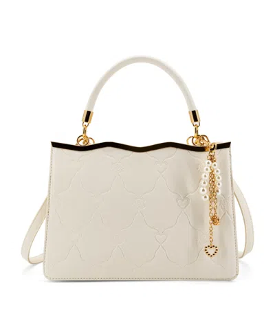 Like Dreams Amara Embossed Small Top Handle Crossbody Handbag In White