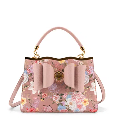 Like Dreams Amelie Floral Bow Small Satchel Bag In Pink