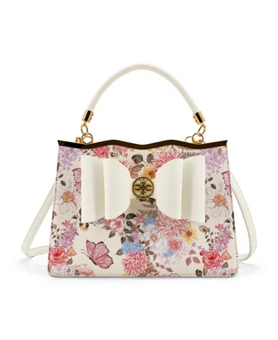 Like Dreams Amelie Floral Bow Small Satchel Bag In White