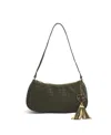 Like Dreams Ash Heart Tassel Woven Shoulder Bag In Olive