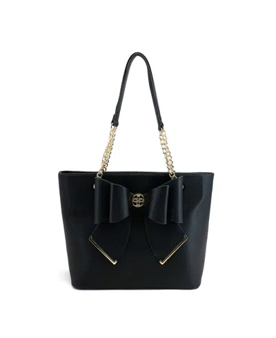 Like Dreams Aubrey Bow Large Tote Bag In Black