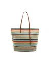 Like Dreams Auburn Striped Straw Tote Bag