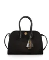 Like Dreams Aurora Top Handle Suede Tassel Medium Satchel Bag In Black