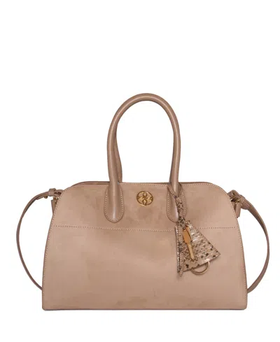 Like Dreams Aurora Top Handle Suede Tassel Medium Satchel Bag In Brown