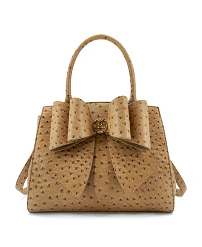 Like Dreams Colette Bow Medium Crossbody Handbag In Beige
