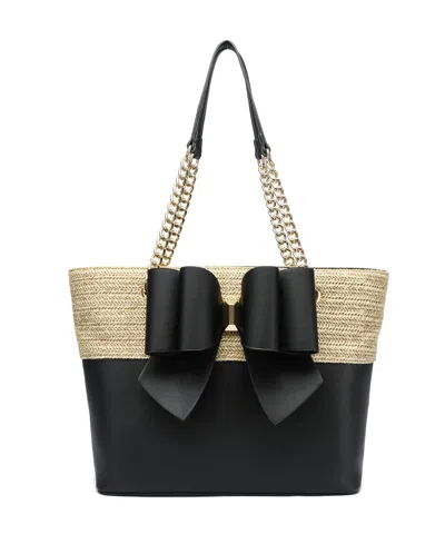 Like Dreams Daisy Bowtie Dual Tote Bag In Black