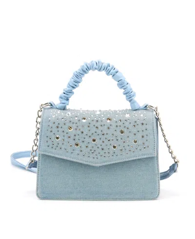 Like Dreams Dazzle Denim Rhinestone Crossbody Purse In Denim Blue