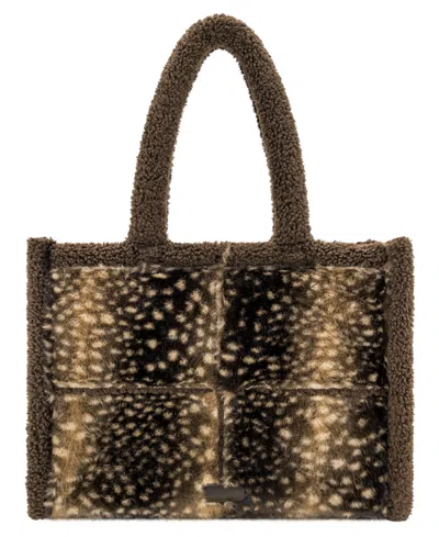 Like Dreams Doehaven Sherpa Large Top Handle Tote Handbag In Brown