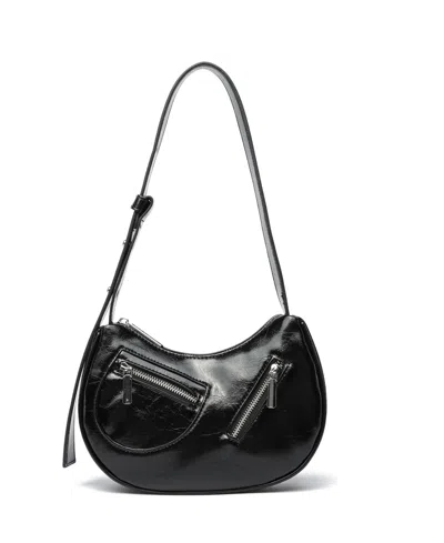 Like Dreams Dolce Crackled Shoulder Bag In Black