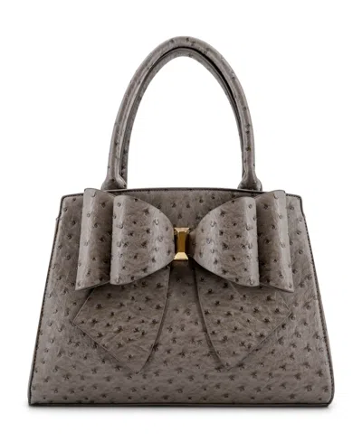 Like Dreams Elodie Embossed Bow Top Handle Medium Satchel Bag In Gray