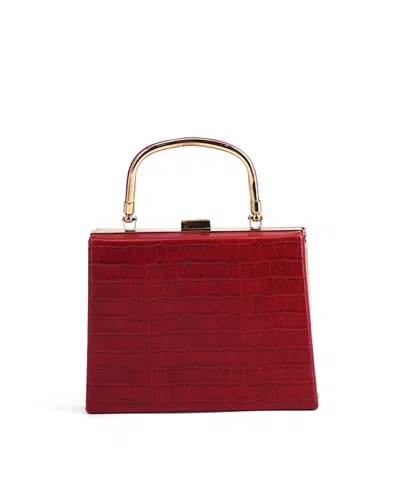 Like Dreams Eve Faux Croc Top Handle Evening Clutch In Red