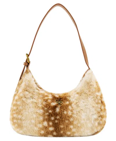 Like Dreams Fawnie Sherpa Animal Print Small Shoulder Handbag In Multi