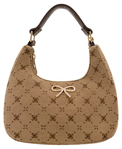 Like Dreams Gigi Canvas Bow Small Crossbody Handbag In Brown