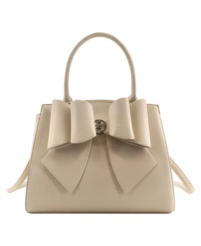 Like Dreams Grace Bowtie Top Handle Medium Satchel Handbag In White