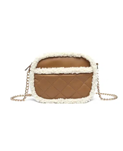 Like Dreams Holly Sherpa Leather Crossbody Bag In Camel