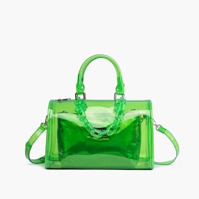 Like Dreams Iced Out Hologram Clear Satchel Crossbody Bag In Green