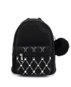 Like Dreams Jasper Rhinestone Pom Pom Backpack In Black