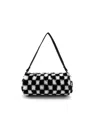 Like Dreams Jordan Checkered Faux Fur Small Shoulder Bag In Black,white