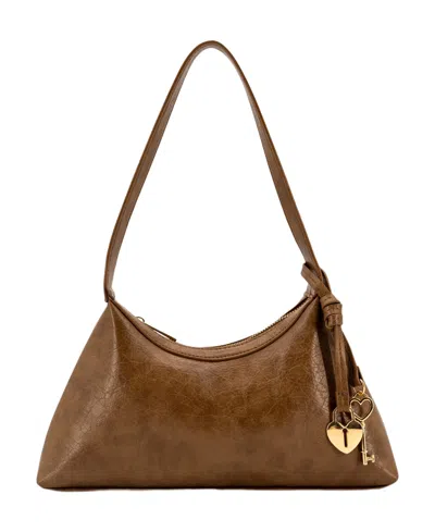 Like Dreams Kaitlyn Heart Locket Small Shoulder Handbag In Brown