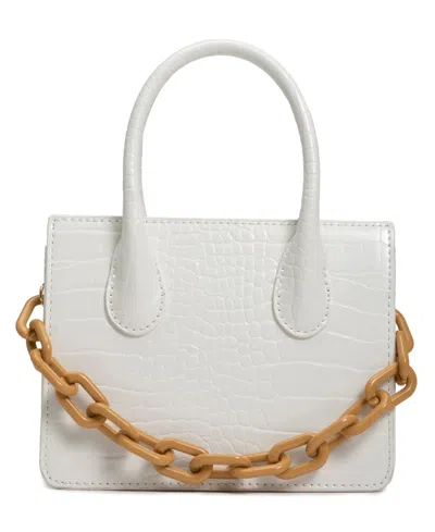 Like Dreams Kenzie Chain Croc Faux Leather Mini Crossbody Bag In White