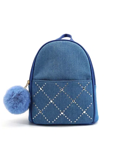 Like Dreams Kingston Denim Rhinestone Backpack In Dark Denim