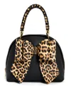 Like Dreams Leopard Top Handle Small Bow Bag In Black Leopard