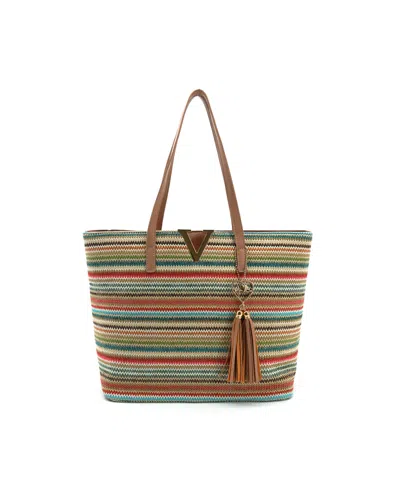 Like Dreams Liora Straw Striped Tote Bag In Multi