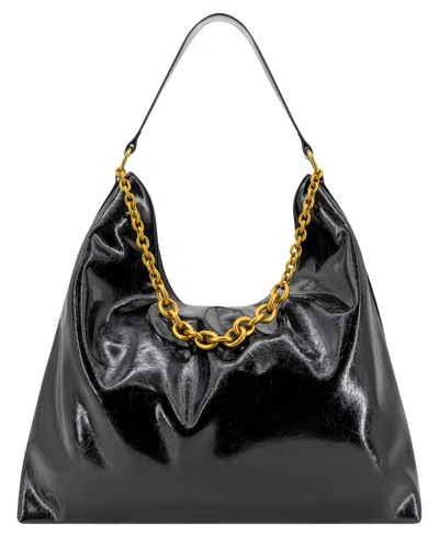 Like Dreams Marlo Distressed Hobo Large Tote Handbag In Black