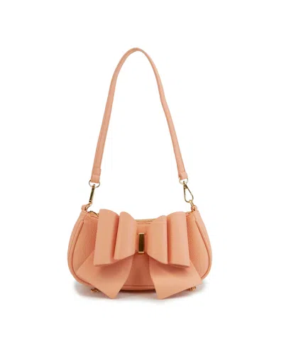 Like Dreams Mini Baguette Bow Pebble Shoulder Bag In Coral