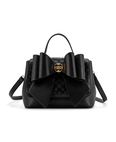 Like Dreams Noble Cross-bow Embossed Small Satchel Bag In Black