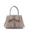 Like Dreams Park Double Bowtie Zipper Satchel Bag In Brown
