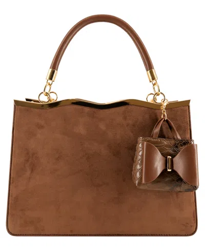 Like Dreams Ramona Bow Small Satchel Handbag In Brown