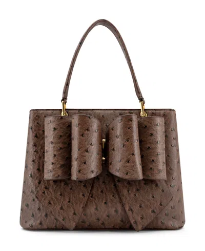 Like Dreams Remi Embossed Bow Medium Satchel Bag In Brown