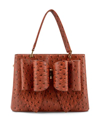 Like Dreams Remi Embossed Bow Medium Satchel Bag In Orange