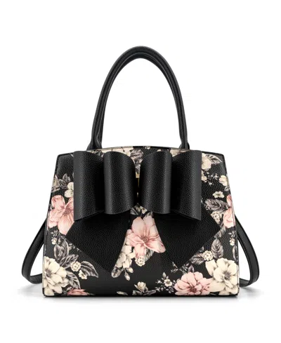 Like Dreams Rosalie Bow Top Handle Medium Satchel Bag In Black