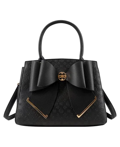 Like Dreams Royal Bow Gold-tone Medium Satchel Handbag In Black